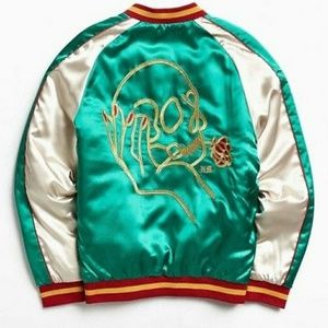 URBAN OUTFITTERS EMBROIDERED SKULL BOMBER JACKET